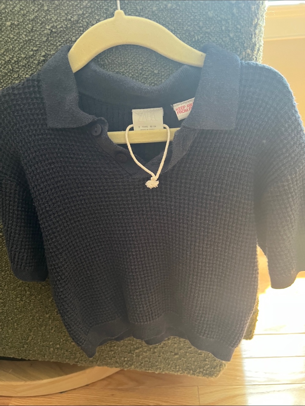 Zara Navy Knit Polo Sweater -kids'